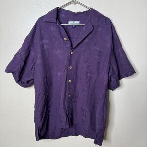 Tommy Bahama Shirt Mens XL Purple Button Up Short Sleeve Relax Silk Hawaiian